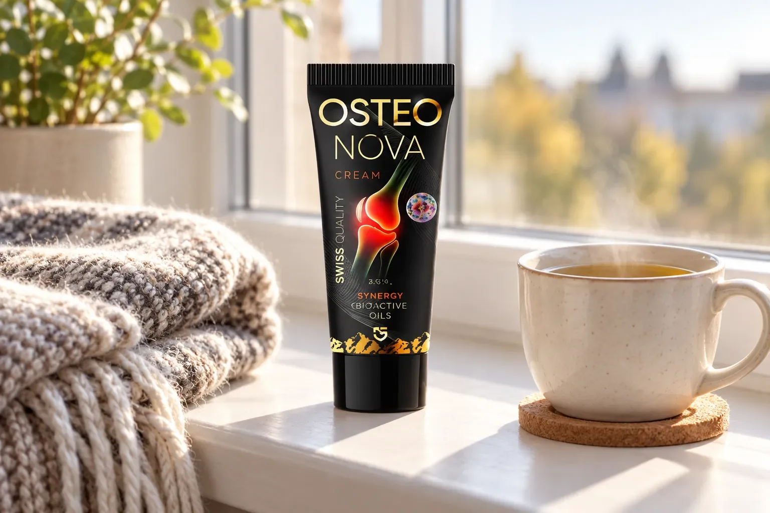 OsteoNova cream — el envase en el día a día